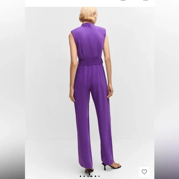 MANGO purple belted jumpsuit - Picture 4 of 4